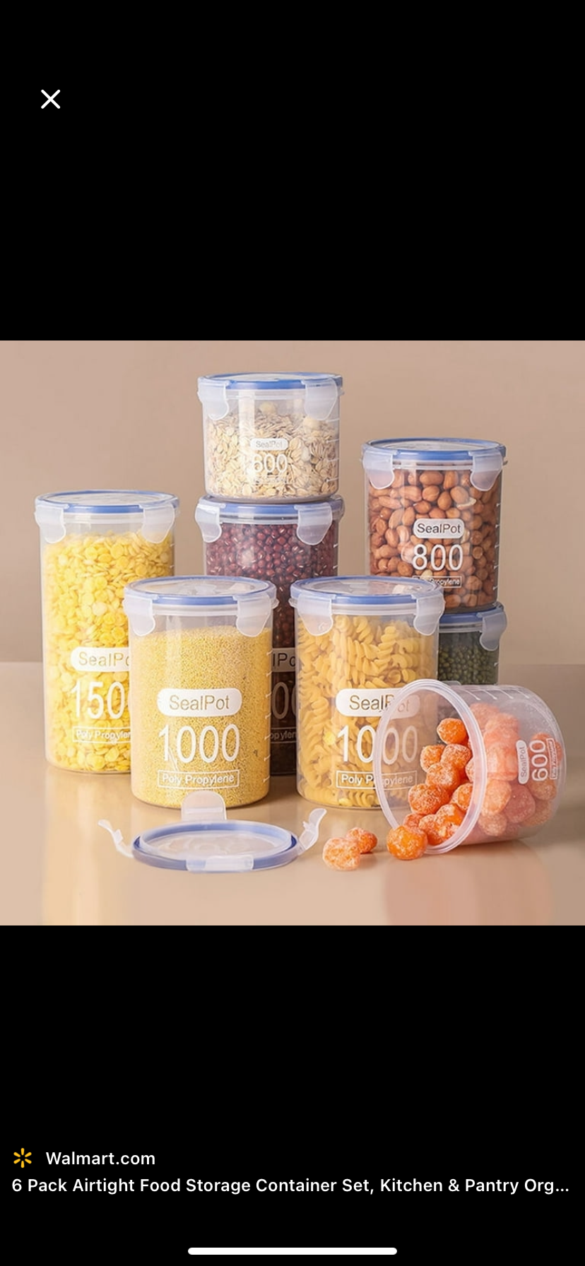Multipurpose Food Storage Containers Set - Clear Jars with Lids for Cereal, Candy, and Dry Goods