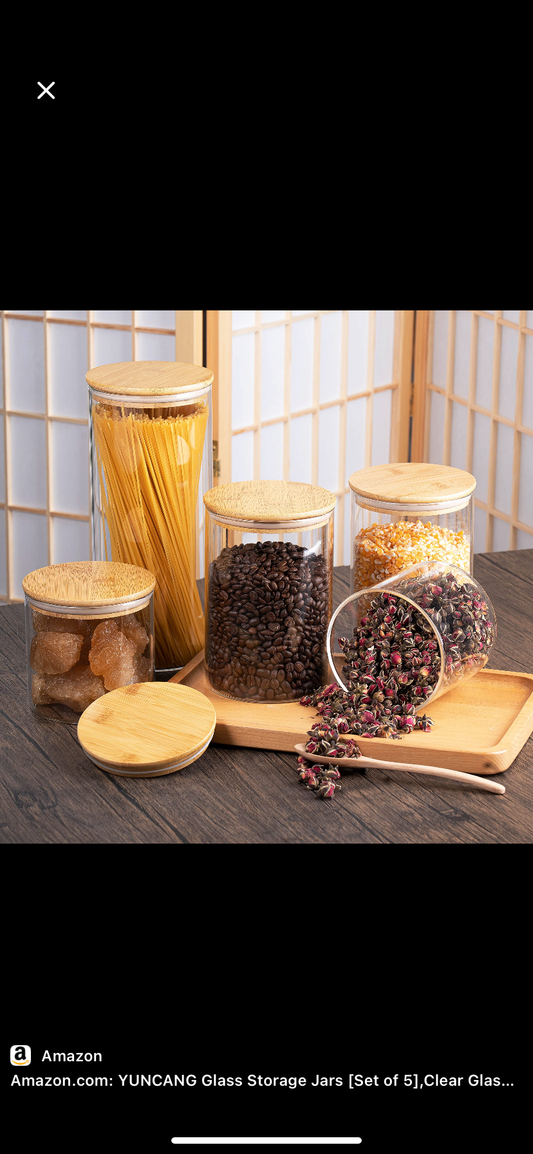 Multipurpose Food Storage Containers Set - Clear Jars with Lids for Cereal, Candy, and Dry Goods